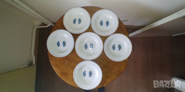 6 бр. чинии за супа със син кант, снимка 6 - Чинии - 39921111