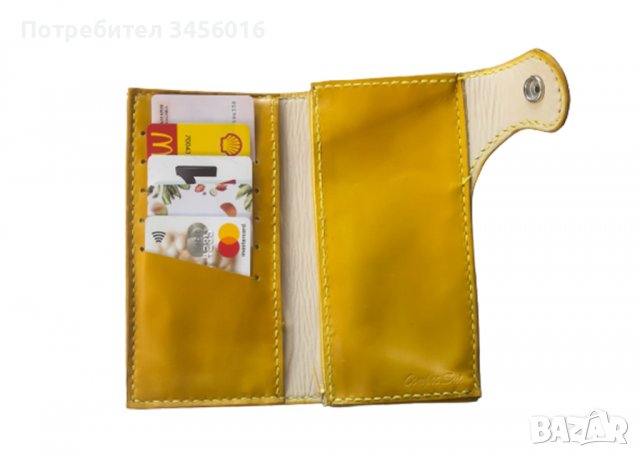 Дамско портмоне от естественна кожа, ръчна изработка, снимка 6 - Портфейли, портмонета - 39965241