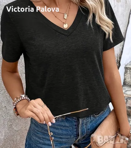 Прекрасна ленена тениска тип блуза, снимка 10 - Тениски - 47584246