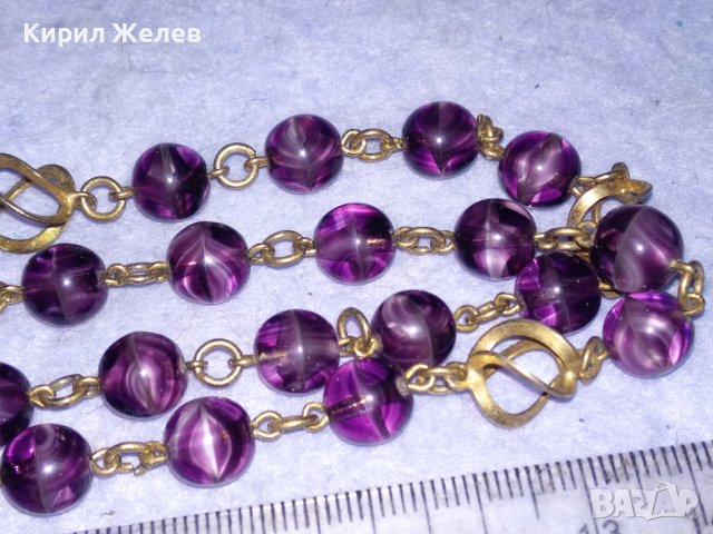 СТАРО АР НУВО РЕТРО КОЛИЕ ОГЪРЛИЦА ВЕНЕЦИАНСКО СТЪКЛО МУРАНО и ПОЗЛАТЕН БРОНЗ РЪЧНА ИЗРАБОТКА 37661, снимка 5 - Антикварни и старинни предмети - 41838532