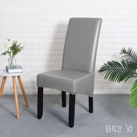 Комплект от 6 бр. XL калъфи за столове от PU кожа, водоустойчиви, универсални, снимка 3 - Други - 52746704