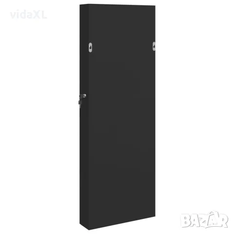vidaXL Огледален шкаф за бижута с LED осветление, стенен монтаж, черен, снимка 6 - Огледала - 56147319