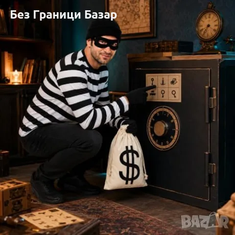 Маскараден костюм крадец 4 части маска чанта шапка ръкавици мъже жени, снимка 5 - Други - 56207492