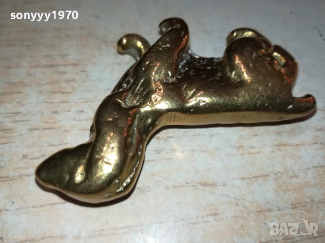ЗАЯВЕНО-КУЧЕ-МЕД/МЕСИНГ 7х5х2см-МАСИВНА ФИГУРА ОТ АНГЛИЯ 1907252017, снимка 18 - Антикварни и старинни предмети - 51076091