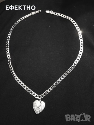 Ново, сребърно колие с масивно сърце. В подаръчна кутия, снимка 2 - Колиета, медальони, синджири - 39652436