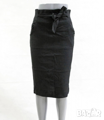 Черна вталена пола с панделка марка Nife, снимка 1 - Поли - 18425312