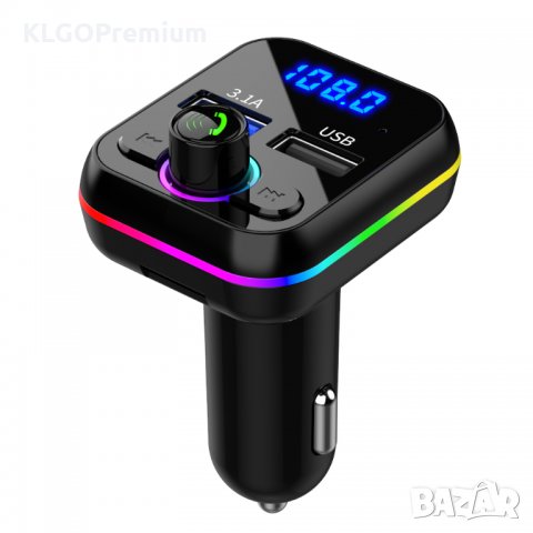 RGB USB арядно и Fm Bluetooth радио трансмитер за кола телефон смартфон автомобил, снимка 2 - Аксесоари и консумативи - 38641861