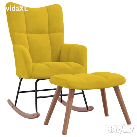 vidaXL Люлеещ се стол с табуретка, горчица, кадифе