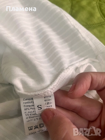 Бяла изчистена рипсена блуза С Кроп топ , снимка 4 - Тениски - 51906124