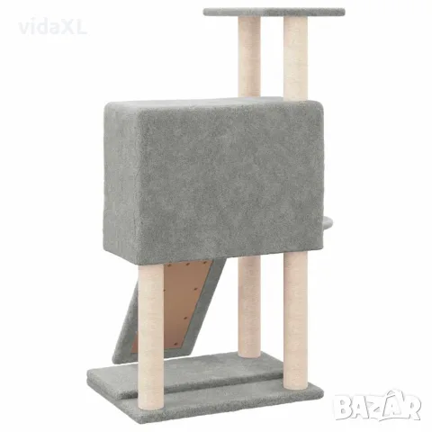 vidaXL Котешко дърво със сизалени стълбове, светлосиво, 96 см, снимка 5 - За котки - 56146311