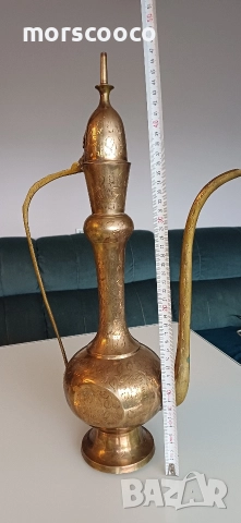 Персийска бронзова кана за ракия,ибрик - Aftaba , снимка 2 - Антикварни и старинни предмети - 52570660