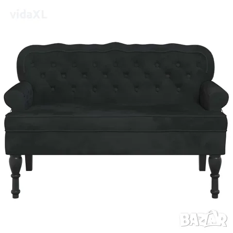 vidaXL Пейка с облегалка, черна, 119,5x64,5x75 см, кадифе, снимка 4 - Дивани и мека мебел - 56147401