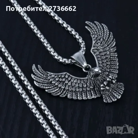 Масивно колие медальон " Гарванът на Один " , снимка 5 - Колиета, медальони, синджири - 50193448
