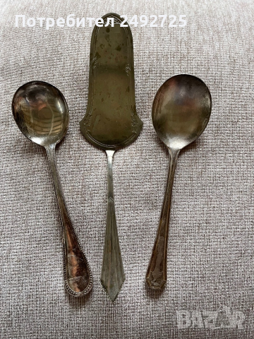 Столови прибори, шпатула и прибори за салата, посребрени, маркировка, снимка 1