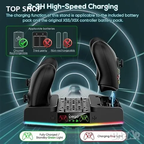 Нова Охлаждаща стойка за Xbox Series XBX със зарядна станция и RGB светлина, снимка 5 - Аксесоари - 49409681