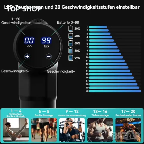 AERLANG масажен пистолет, масажен пистолет, масажор за дълбоки тъкани, масажен пистолет, пистолет за, снимка 6 - Масажори - 48831591