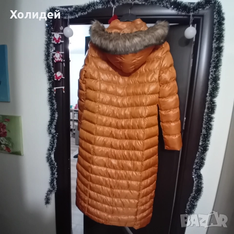 Дълго яке с вата,цвят горчица, снимка 3 - Якета - 52955609