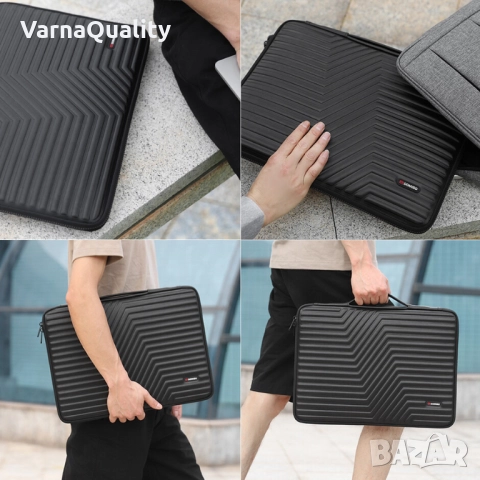 15.6" Стилна водоустойчива чанта за лаптоп – 90° отваряне, сигурно отделение, EVA пяна, двоен цип