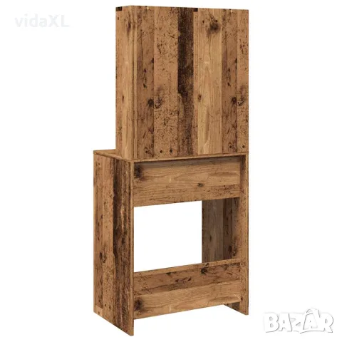 vidaXL Тоалетка с LED осветление, старо дърво, 60x40x140 см, снимка 9 - Тоалетки - 56148322