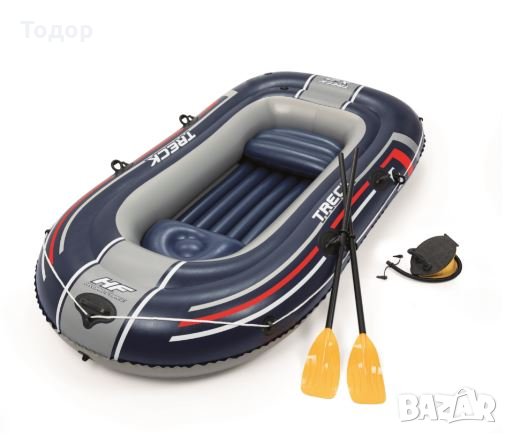 Надуваема лодка 61068 -  Bestway до 225 килограма  255 cm x 127 cm с гребла и помпа, снимка 3 - Екипировка - 35994325