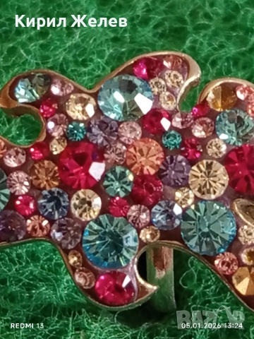 Модерен Арт сребърен пръстен декориран с Аквамарин и Робини изящен скъпоценен 51804, снимка 3 - Пръстени - 52987162