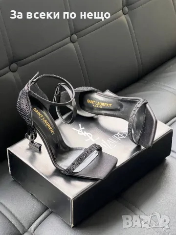 Yves Saint Laurent Дамски Черни Сандали С Камъни И Ток Код E237, снимка 3 - Дамски обувки на ток - 50412293