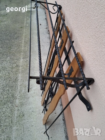 закачалка за стена портманто от ковано желязо и дърво , снимка 4 - Други стоки за дома - 52832416