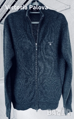 Класически сив кардиган/ жилетка с цип премиум GANT Швеция, снимка 12 - Блузи - 52430660