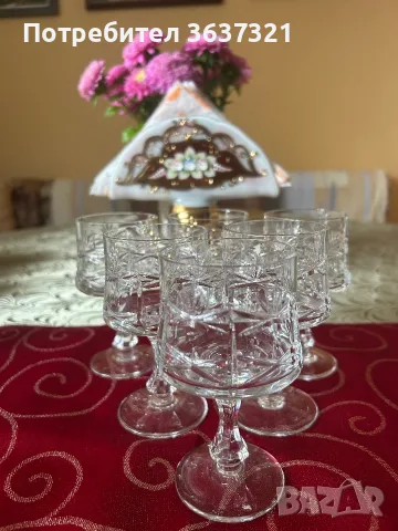 Български кристален комплект чаши, снимка 2 - Чаши - 56293011
