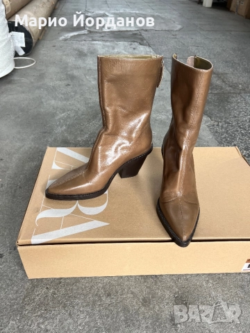 Кожени боти ZARA на ток