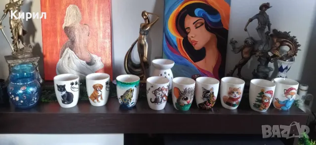 Рисувани ръчно стъклени чаши,чинии,свещници, снимка 2 - Декорация за дома - 48093730