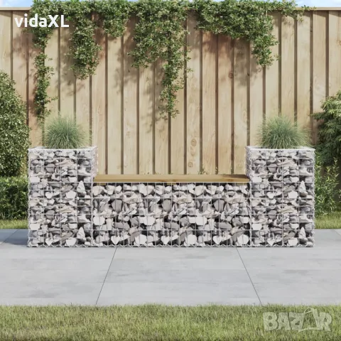 vidaXL Градинска пейка габионен дизайн 183x41x60,5 см импрегниран бор, снимка 2 - Градински мебели, декорация  - 56148067