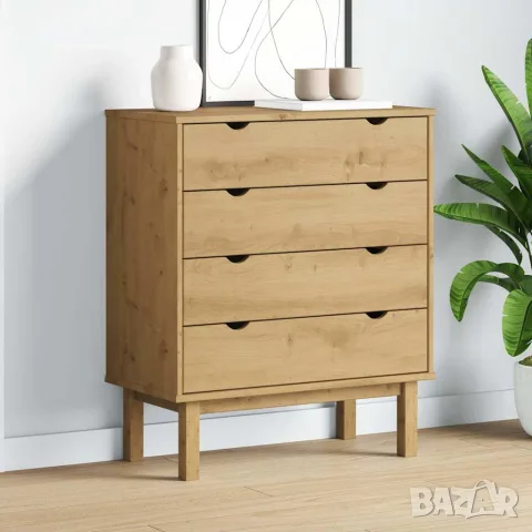 vidaXL Шкаф с чекмеджета OTTA, 76,5x39,5x90 см, борово дърво масив, снимка 2 - Скринове - 56147226