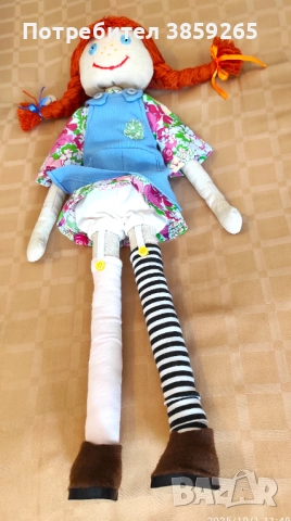 Кукла Пипи дълъг чорап.Ръчна изработка. Текстилна кукла. За игри и интериор., снимка 10 - Кукли - 52399284