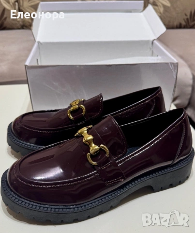 Дамски Елегантни Винени Мокасини, снимка 3 - Дамски елегантни обувки - 53027055