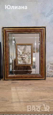 Комплект 2 бр. Италиански картини-огледала с 3D сребърни плакети, снимка 2 - Картини - 56248887