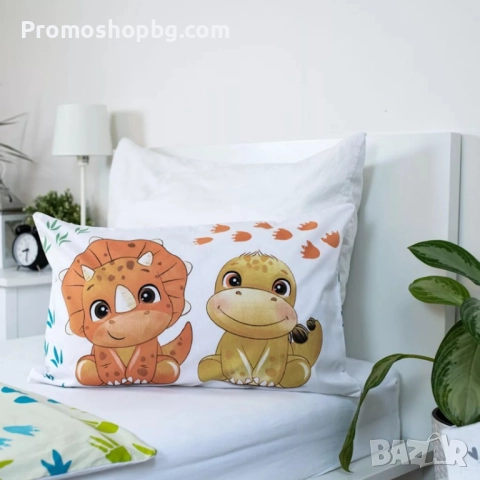 Детски спален комплект Dinosaur Friends, 100 % памук, 2 части, 100x135 см, снимка 4 - Спално бельо - 51532012