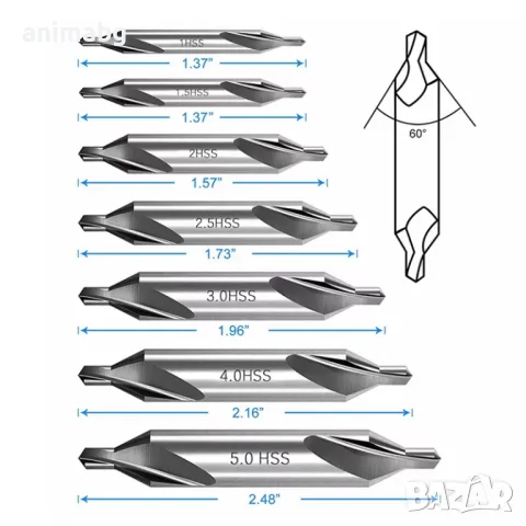 ANIMABG Комплект HSS централни свредла, 7 броя, снимка 3 - Друга електроника - 49858523