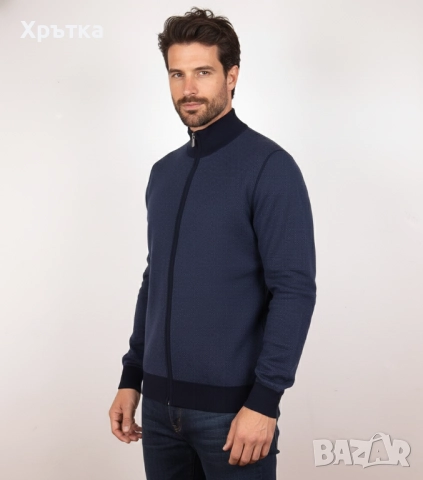 Gran Sasso - Мъжка жилетка с цип от вълна размер 52 / L, снимка 2 - Пуловери - 52558733