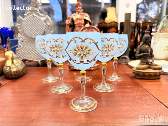 Невероятно красив комплект чаши - Бохемия. No7891, снимка 2 - Антикварни и старинни предмети - 53620474