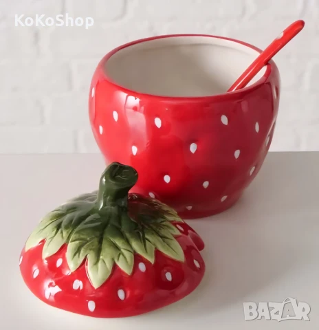 Захарница с лъжичка  "Ягода"/буркан с лъжичка, снимка 5 - Аксесоари за кухня - 50840050