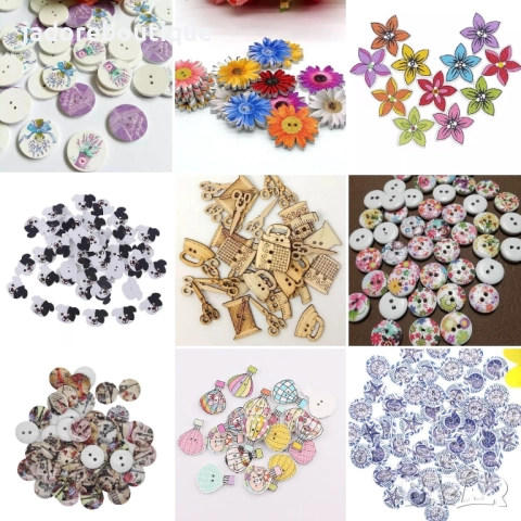 10 бр/к-кт Дървени копчета различни видове и размери, снимка 2 - Други - 36237927