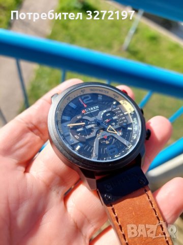 CURREN - Луксозен кварцов часовник,хронограф,дата,кожена каишка, снимка 10 - Мъжки - 41422407