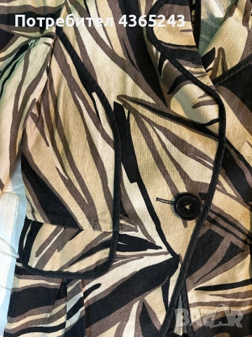 Официално елегантно дамско черно/бежаво сако с лен Marks and Spencer, размер S -M, снимка 4 - Сака - 52617787