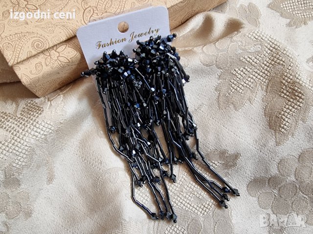 Красиви висящи обеци в мастилено тъмно синьо, снимка 1