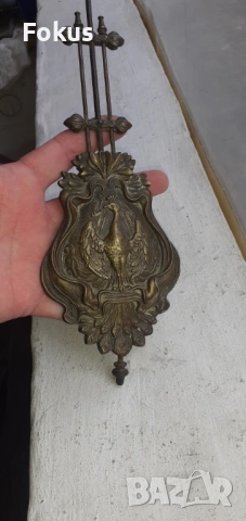 Уникат - Старо бронзово махало за часовник с феникс, снимка 6 - Антикварни и старинни предмети - 53335803