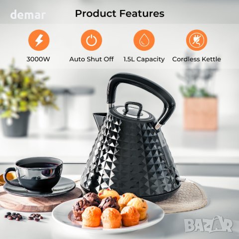 Безжична електрическа кана Geepas 1,5 л – 3000 W, снимка 2 - Други - 42121567