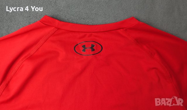 M/L червена мъжка компресионна тениска на Under Armour (made in Mexico), снимка 4 - Спортни дрехи, екипи - 41462442
