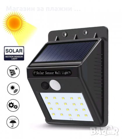 СОЛАРНА LED ЛАМПА С PIR ДАТЧИК - код 1582, снимка 7 - Соларни лампи - 34277483