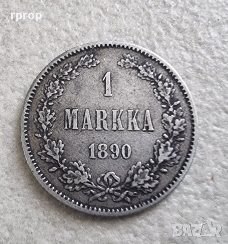 Монета. Сребро. Финландия. 1 марка. 1890 година.